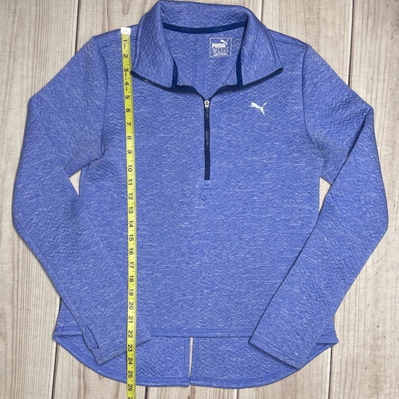 Puma Women’s Size Medium Half Zip Warm Cell Active Pullover Quilted Zig Zag Blue - Picture 4 of 5